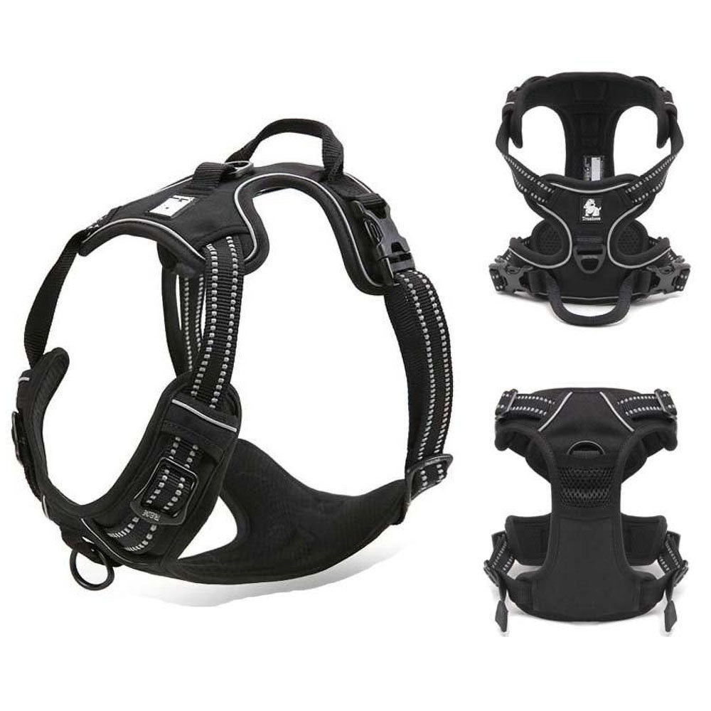 Black Truelove Standard™ - Dog Harness with top and bottom sides of the harness shown on a white background