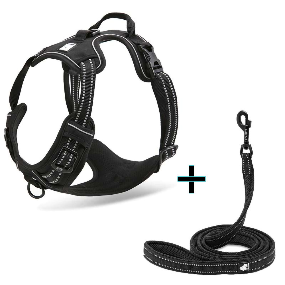 Black Truelove™ Harness + FREE Reflective Leash on a white background.
