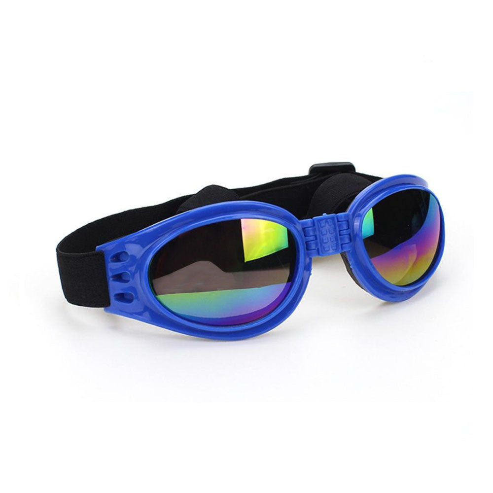 Blue DePaw Goggles for dogs on a white background.