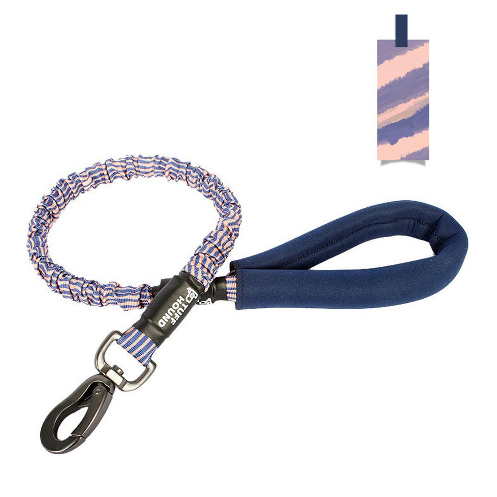 Blue TuffHound Recoil™ - Bungee Dog Leash on a white background.