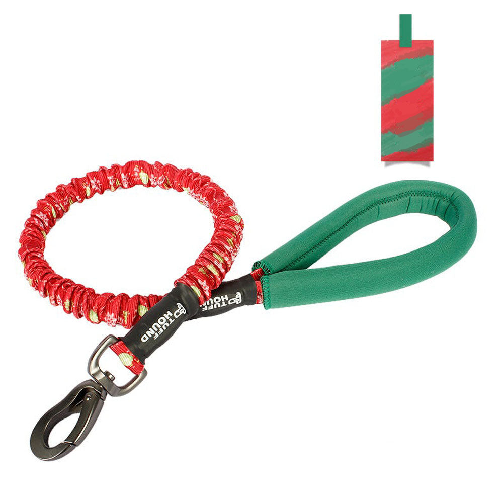 Green TuffHound Recoil™ - Bungee Dog Leash on a white background. 