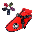 Red DogSki Sport™ - Waterproof Jacket Harness and red, green, purple, blue and black DogSki Sport™ - Waterproof Jacket Harness on a white background.