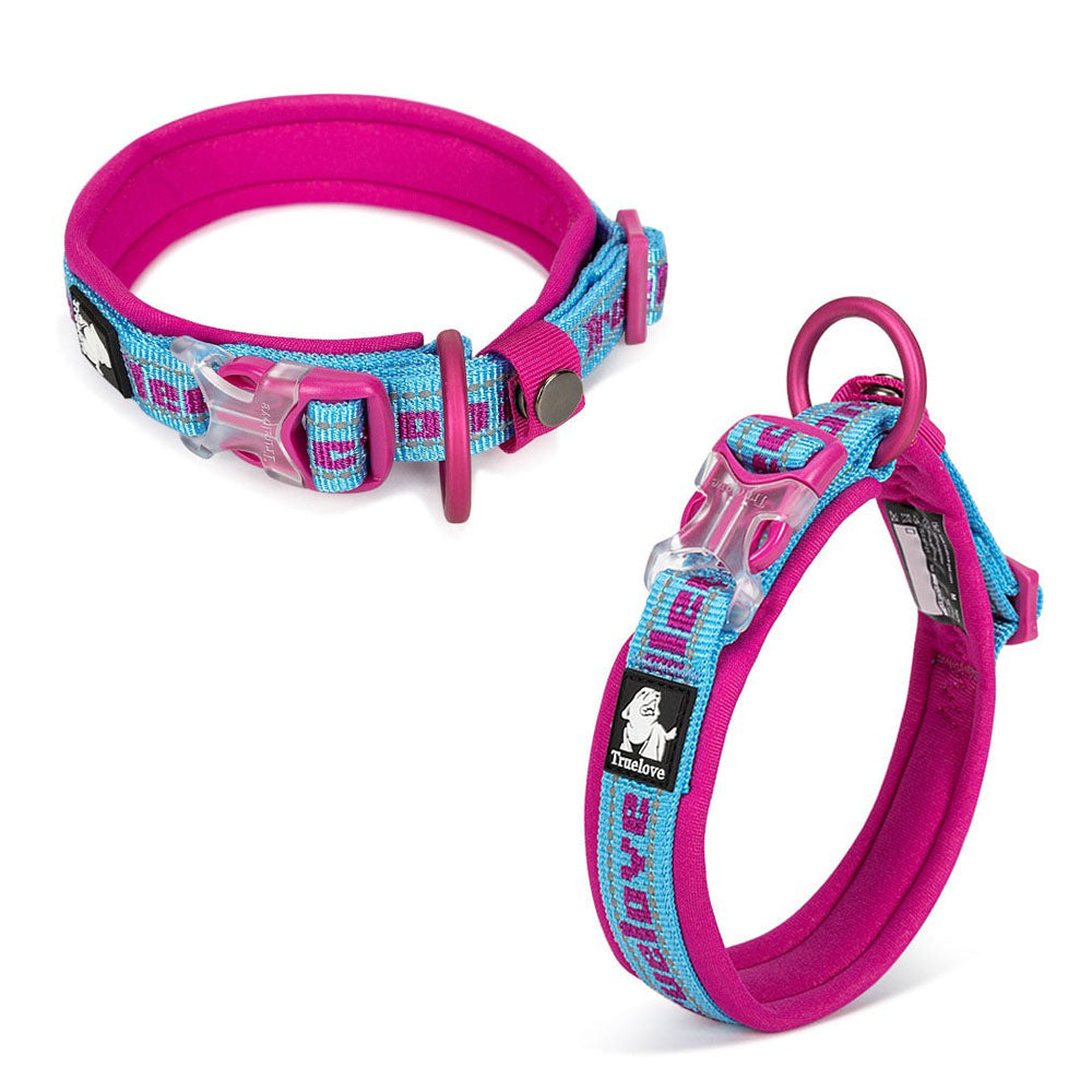 Pink Truelove Tread™ - Padded Dog Collar on a white background.