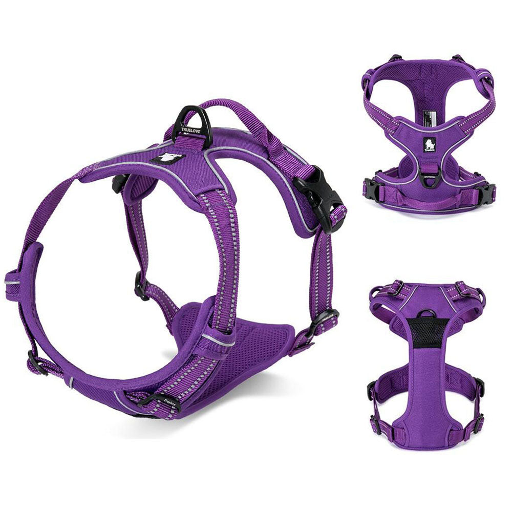 Purple Truelove Standard™ - Dog Harness with top and bottom sides of the harness shown on a white background