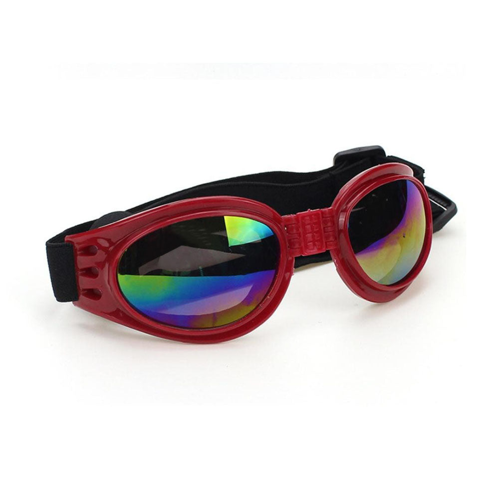 Red DePaw Goggles for dogs on a white background.