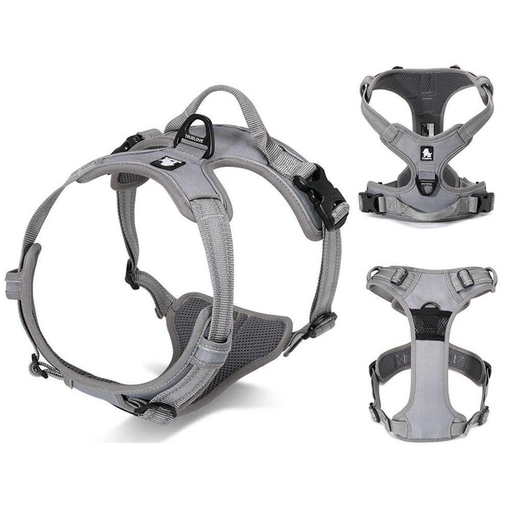 Silver Truelove Standard™ - Dog Harness with top and bottom sides of the harness shown on a white background