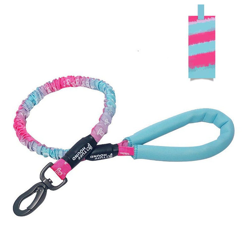 Skyblue TuffHound Recoil™ - Bungee Dog Leash on a white background.