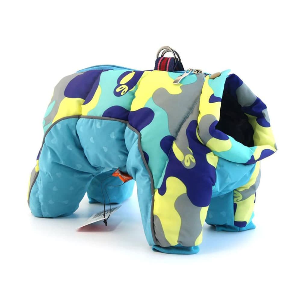 Teal DogSki Suit™ - Waterproof Winter Jacket Harness for Small to Medium Dogs with leash attachment on white background