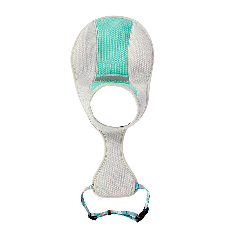 Front collar view of the mint green TuffHound™ - Dog Cooling Vest on a white background.