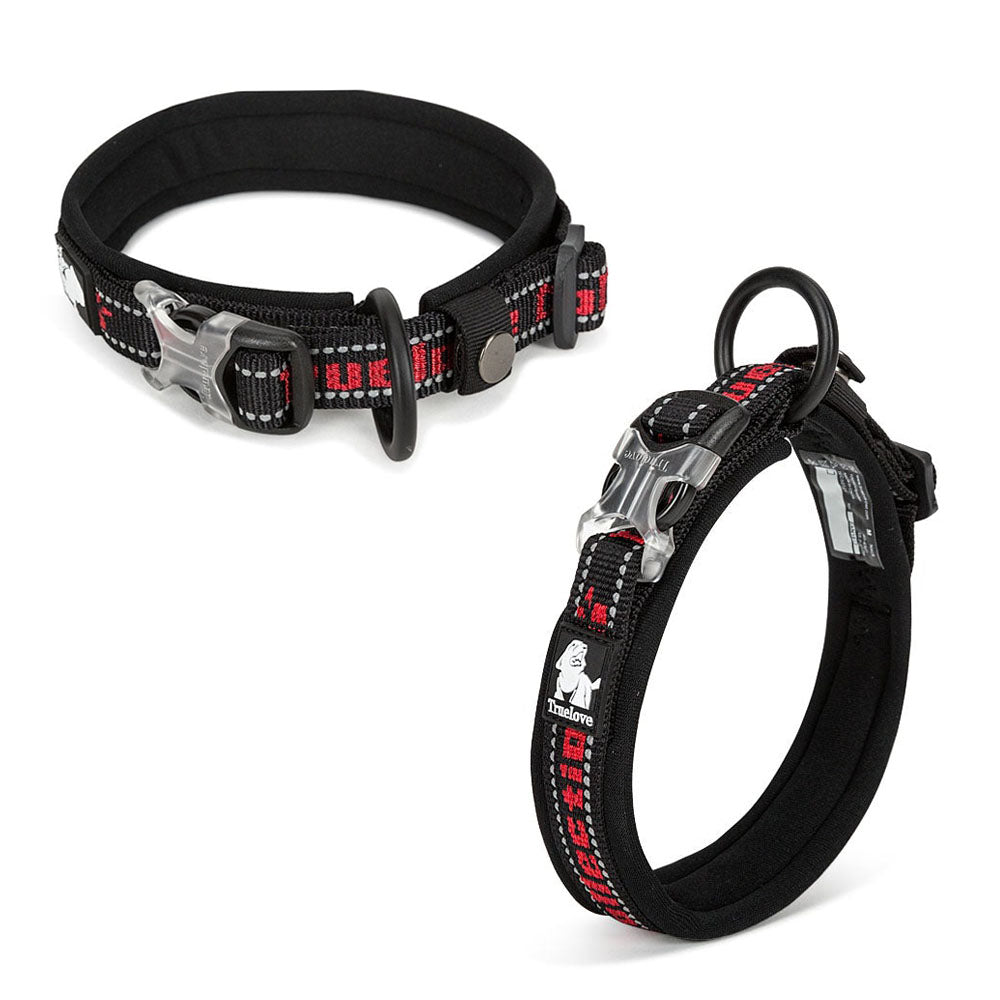 Black Truelove Tread™ - Padded Dog Collar on a white background. 