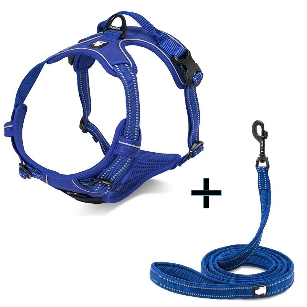 Blue Truelove™ Harness + FREE Reflective Leash on a white background. 