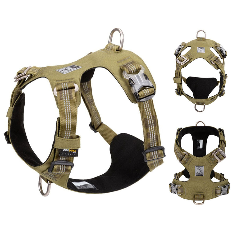 Army Green Truelove Pro™ - Dog Harness with top and bottom sides of the harness shown on a white background.