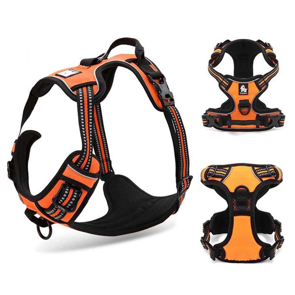 Orange Truelove Standard™ - Dog Harness with top and bottom sides of the harness shown on a white background