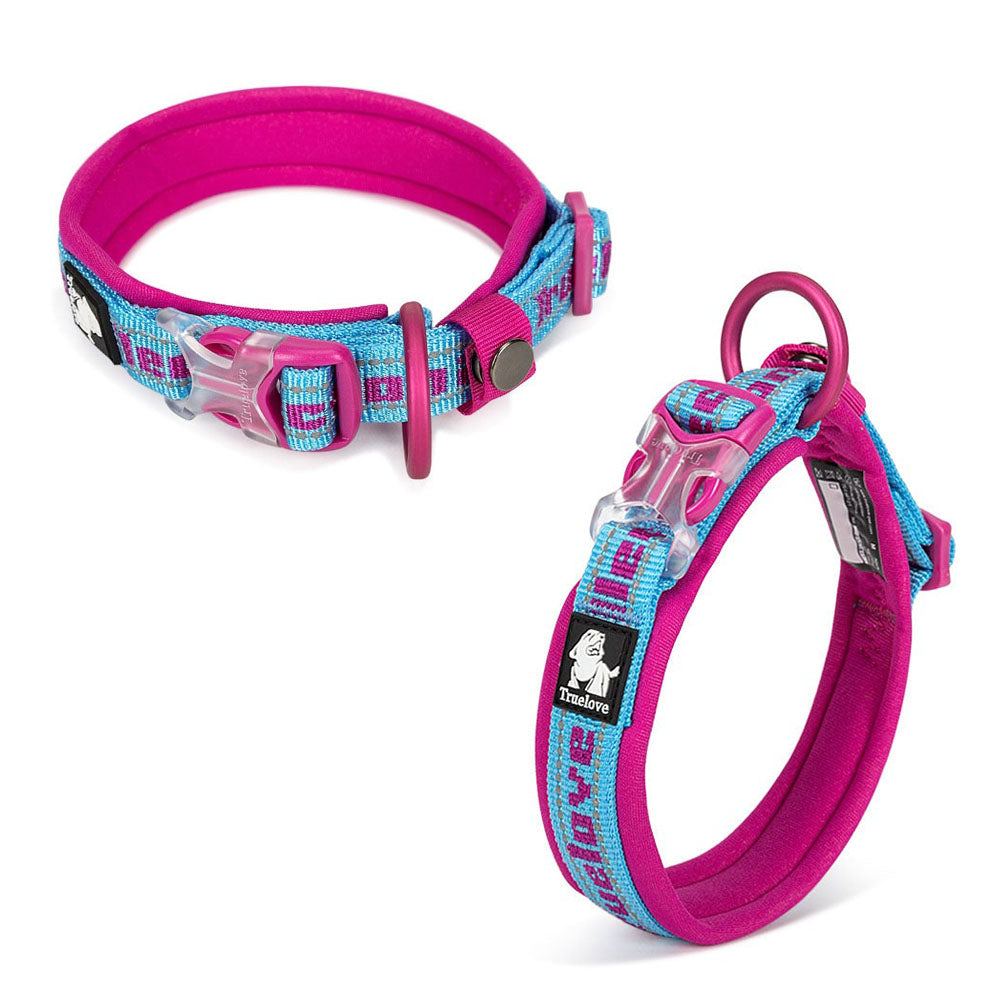 Pink Truelove Tread™ - Padded Dog Collar on a white background. 