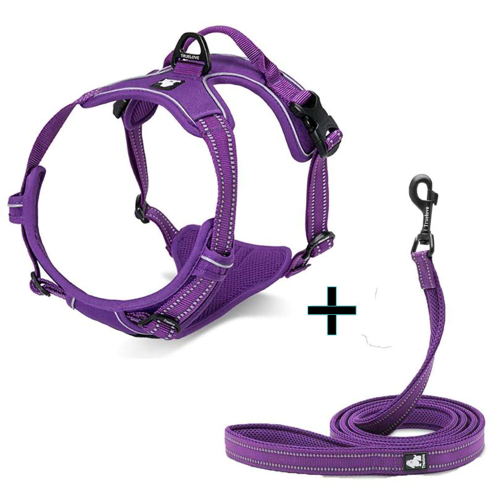 Purple Truelove™ Harness + FREE Reflective Leash on a white background. 