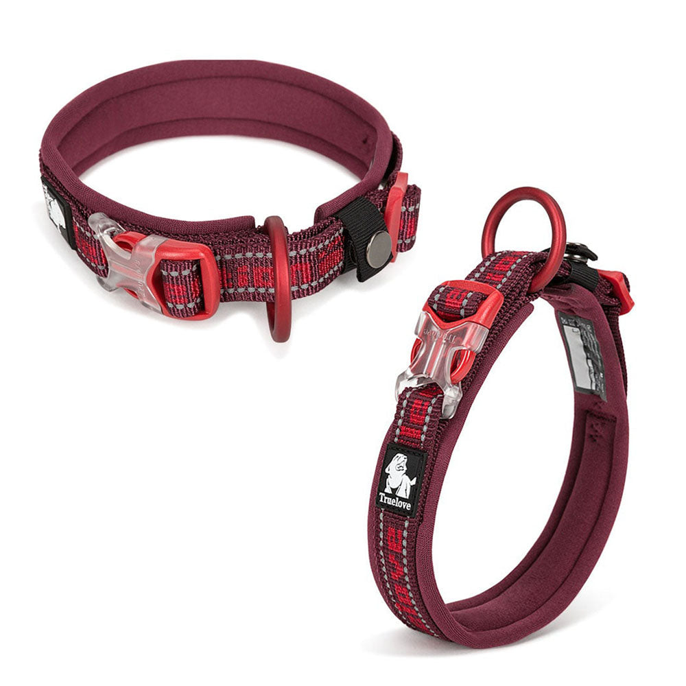 Burgundy Truelove Tread™ - Padded Dog Collar on a white background. 