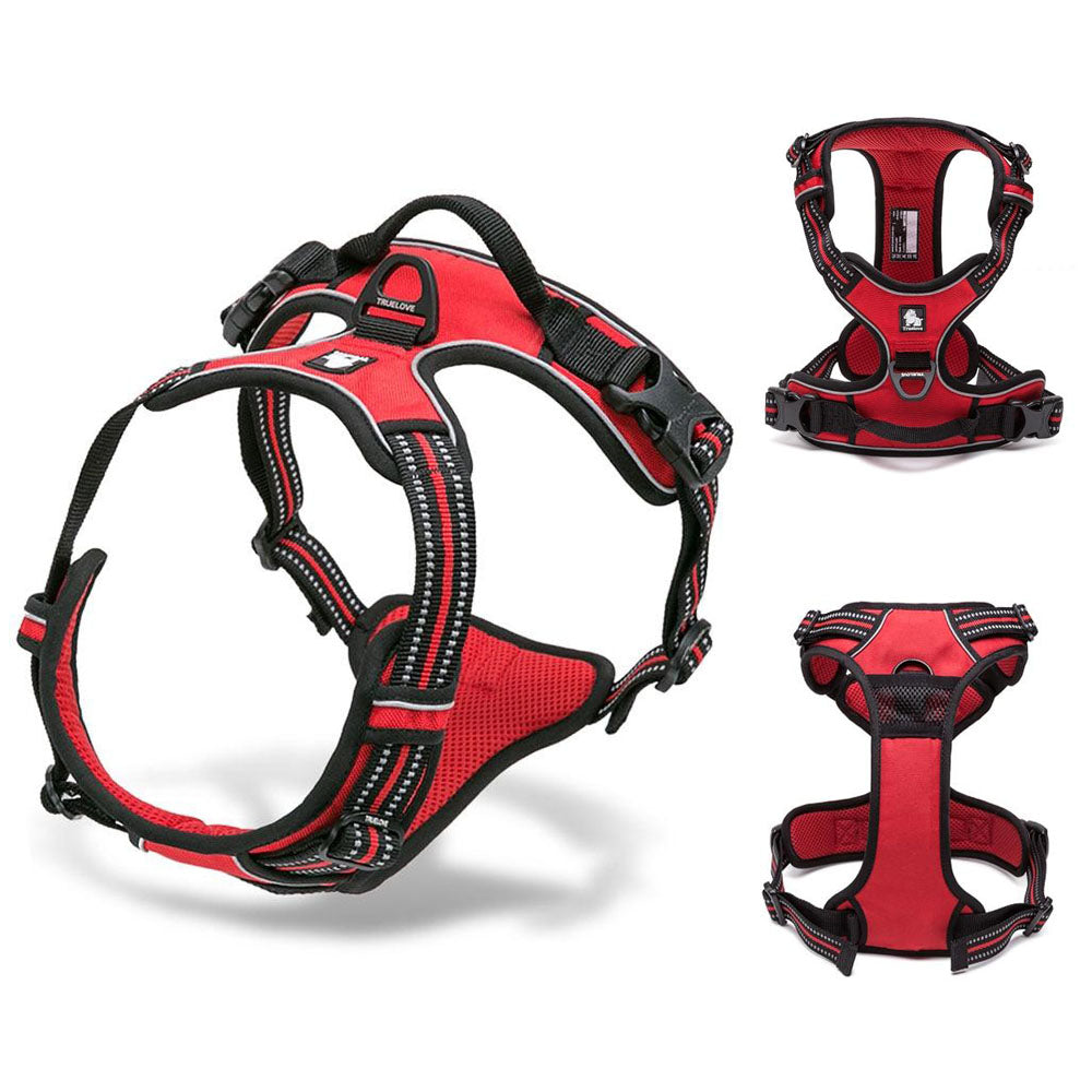 Red Truelove Standard™ - Dog Harness with top and bottom sides of the harness shown on a white background