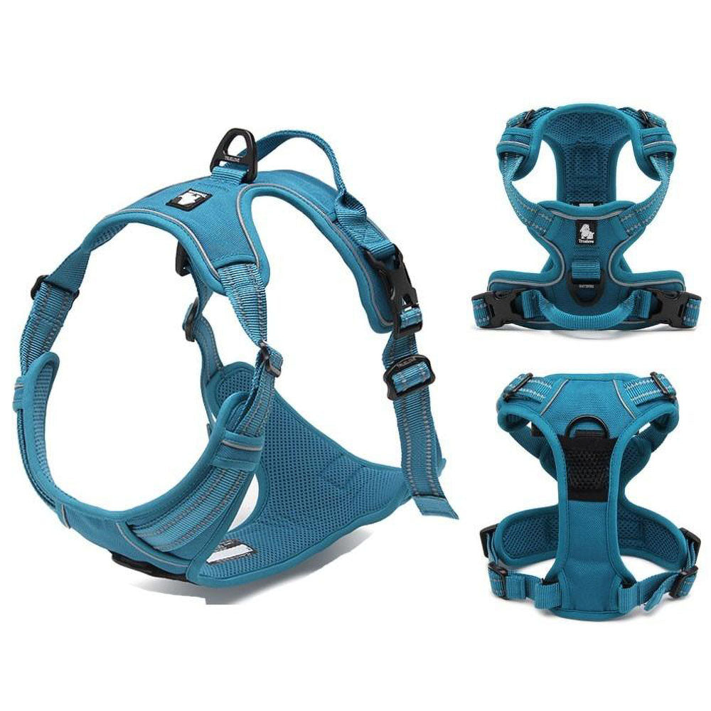 Blue Truelove Standard™ - Dog Harness with top and bottom sides of the harness shown on a white background