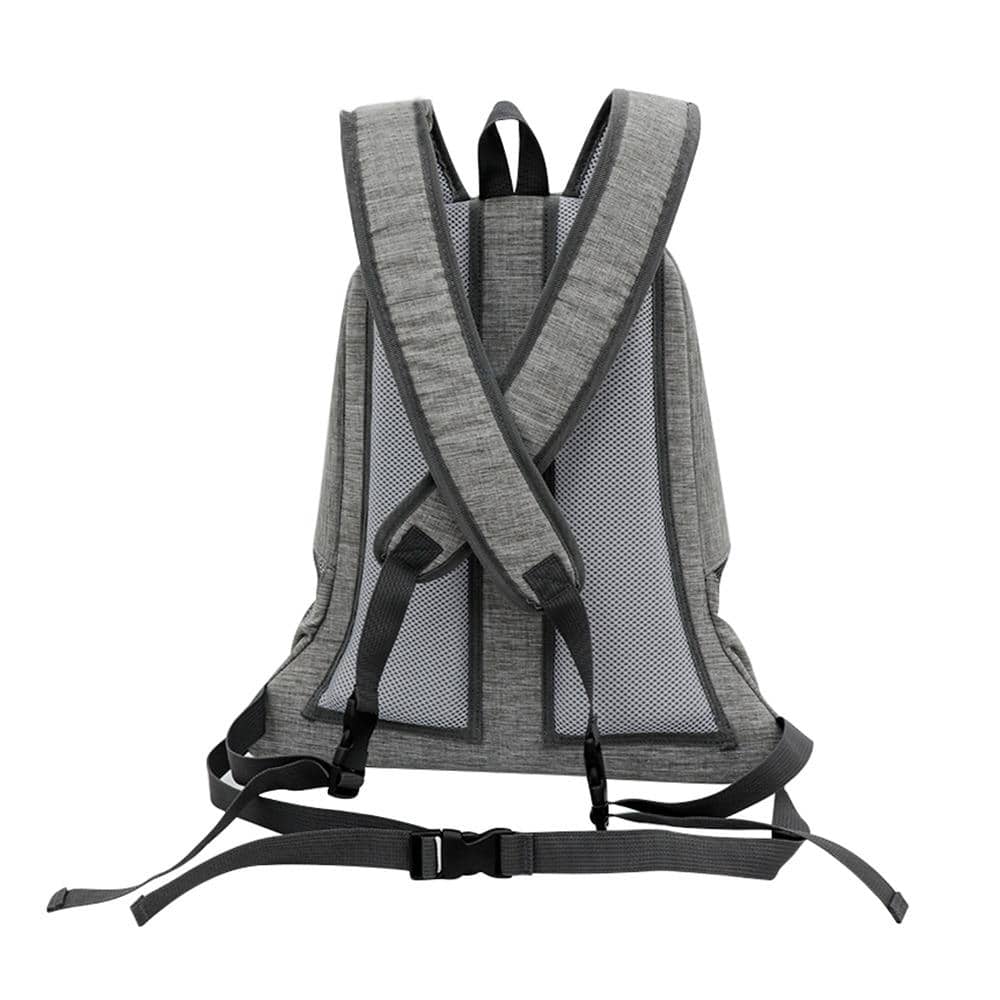 Small pet backpack with the adjustable opening, backside photo demonstrating adjustable straps