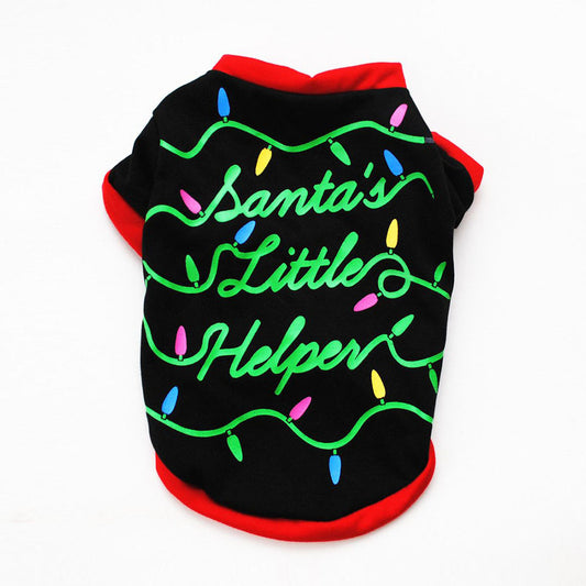 Black, red and green Christmas Shirt for dogs on a white background. 