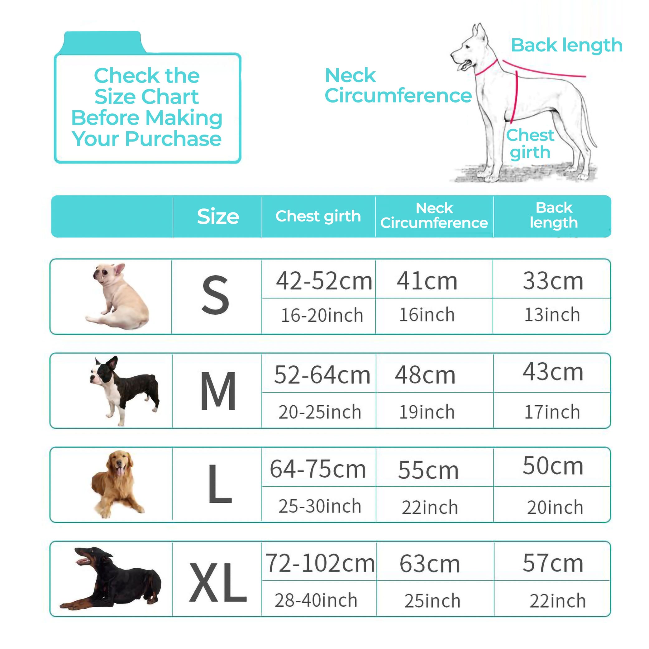 Site chart for the TuffHound™ - Dog Cooling Vest on a white background.