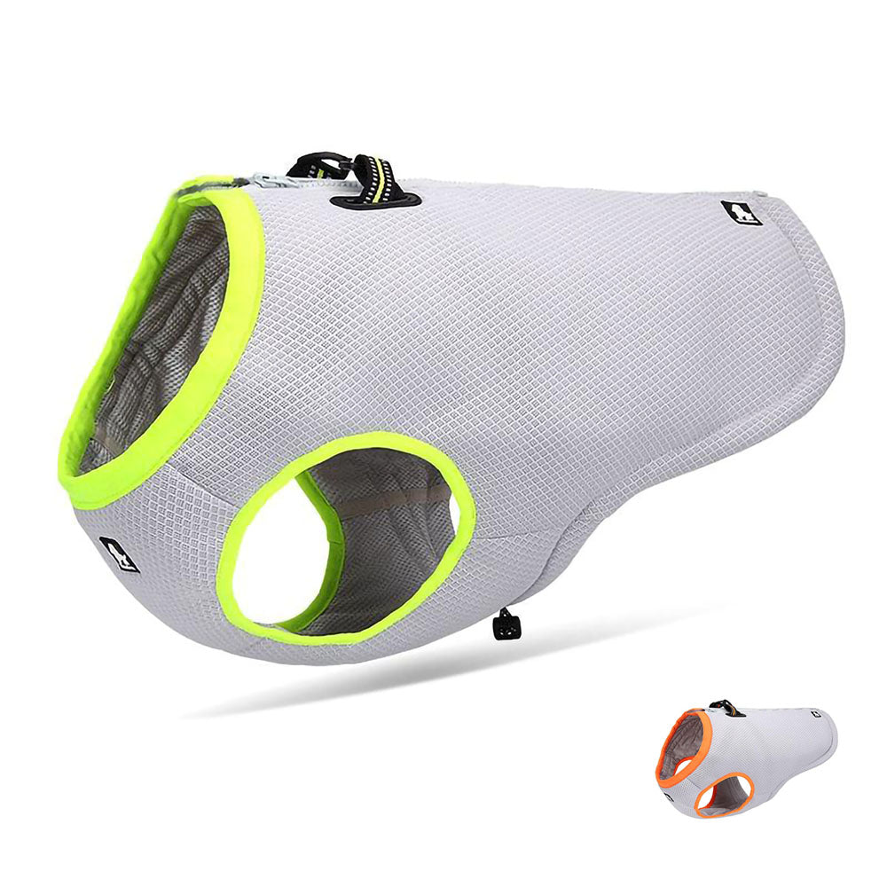 Lime and orange Truelove Frost™ - Dog Cooling Vest on a white background. 
