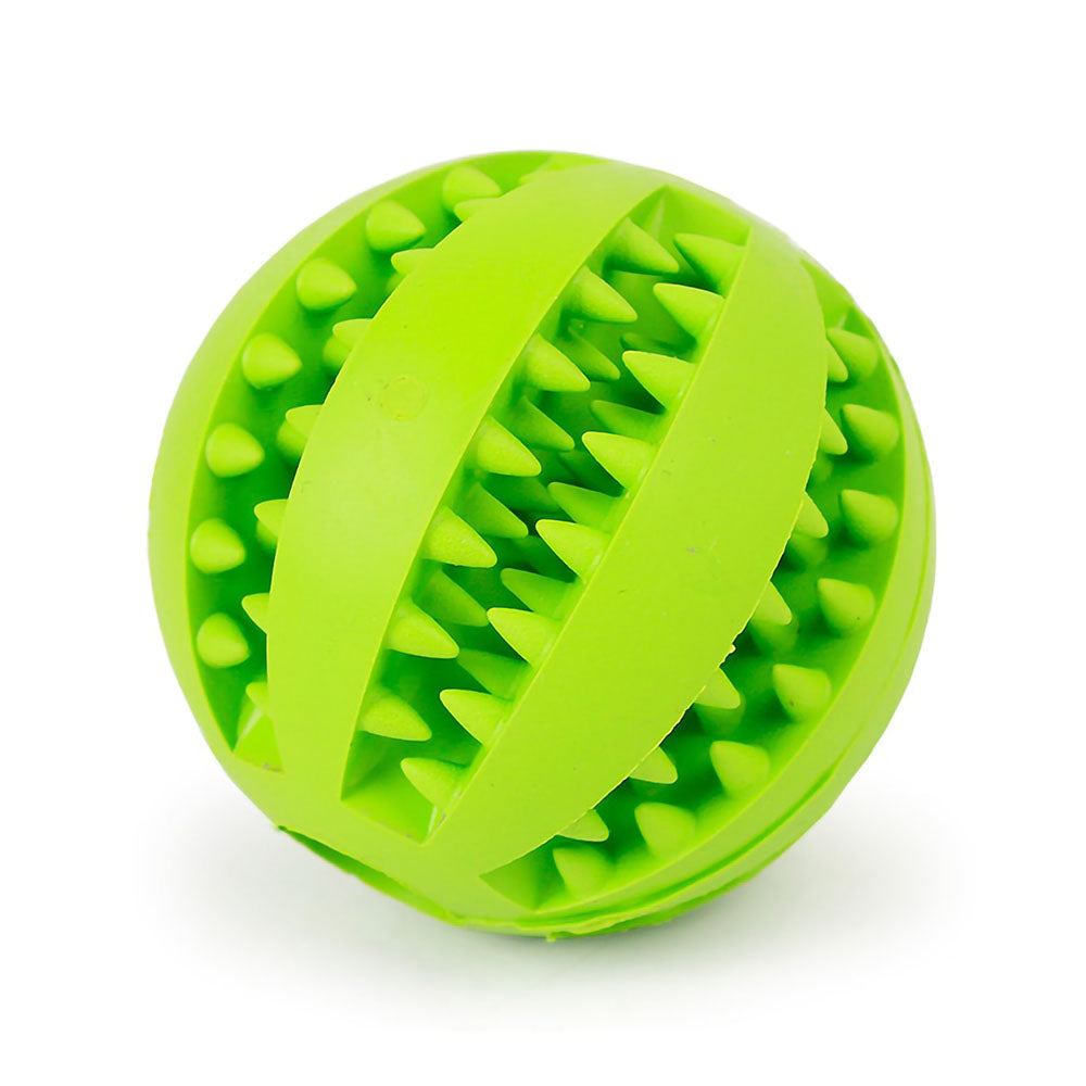 Green Rubberino - Dog Chew Toy rubber ball on white background. 