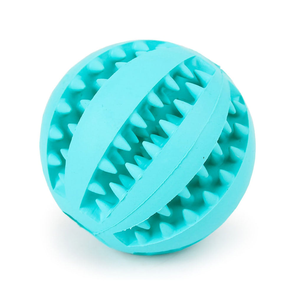 Teal Rubberino - Dog Chew Toy rubber ball on white background. 